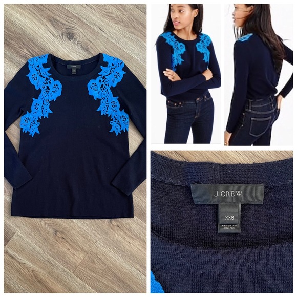 J Crew Lace Applique Sweater | Poshmark